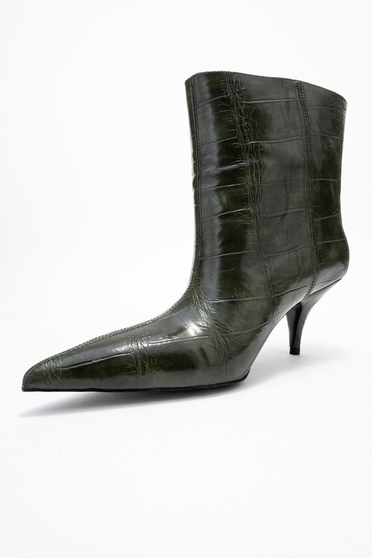 Brivelle Pointed Toe Boot, Alternate, color, Green Print Faux Leather
