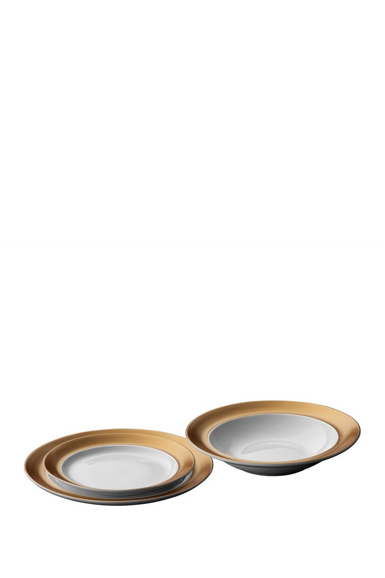 Gem 3-Piece Plate Set - Black, Main, color, WHITE, GOLD