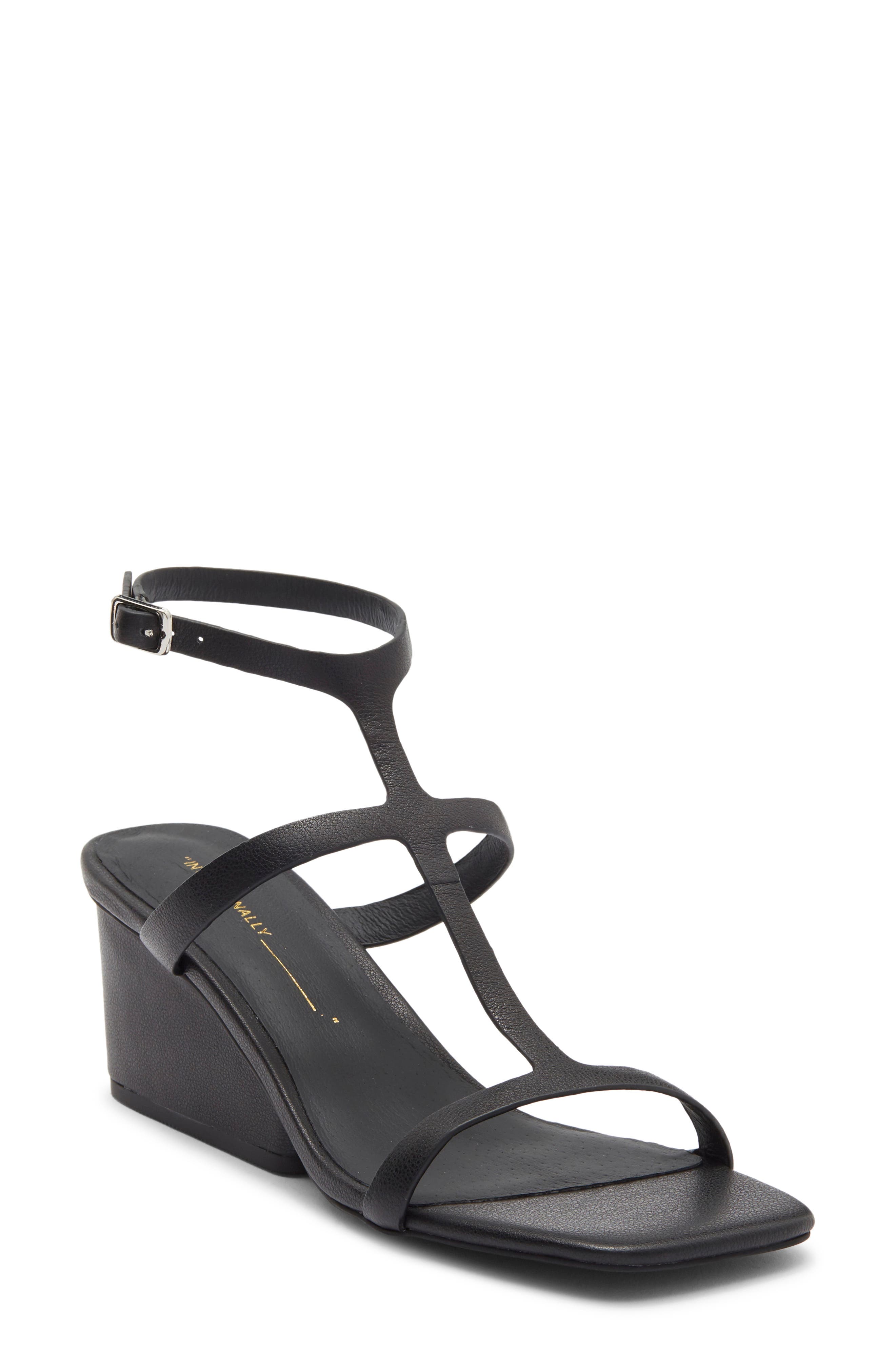 INTENTIONALLY BLANK Semy Ankle Strap Wedge Sandal, Main, color, Black
