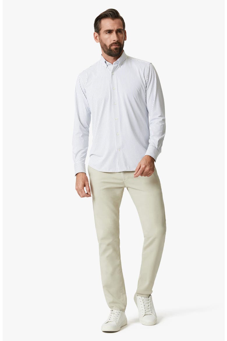 Modern Fit Stripe Tech Button-Up Shirt, Alternate, color, WHITE