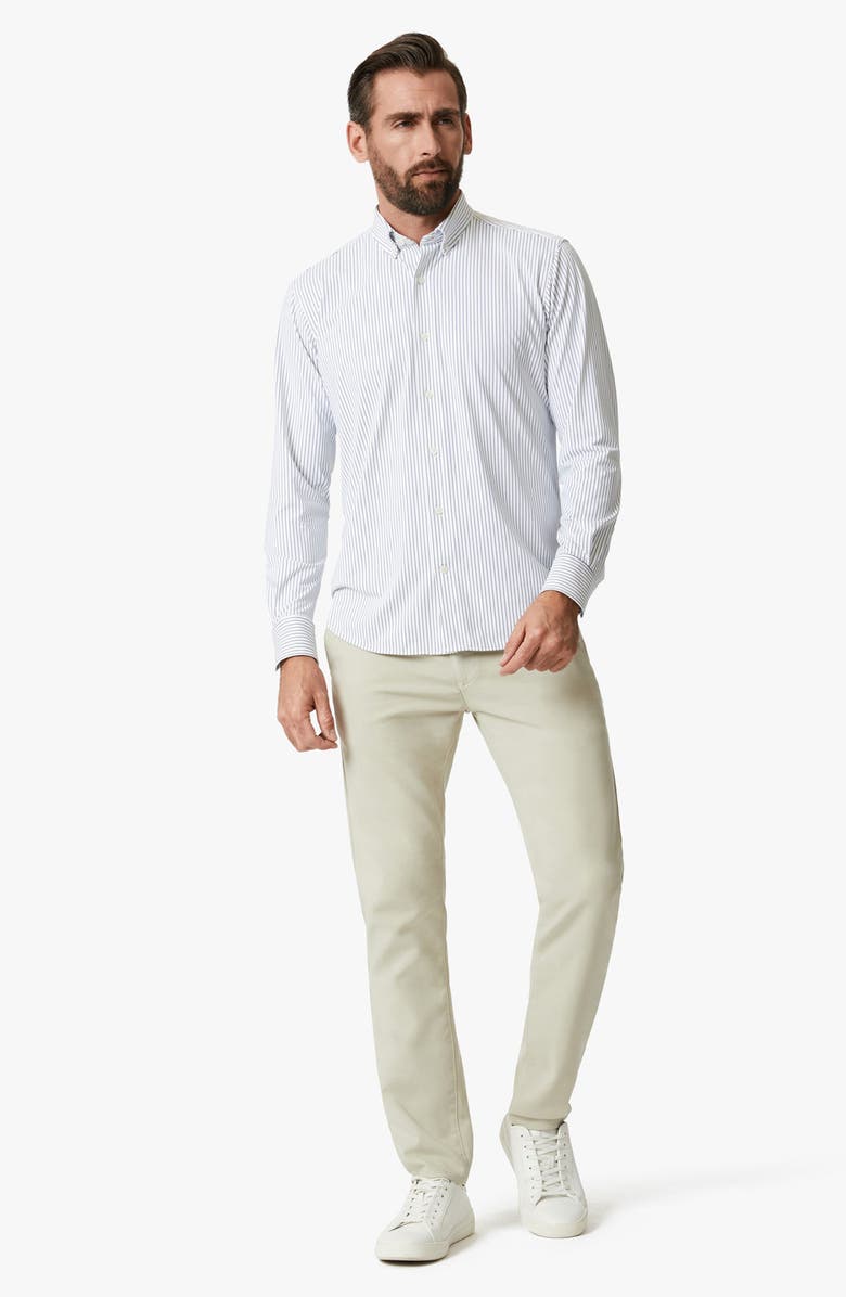 34 Heritage Modern Fit Stripe Tech Button-Up Shirt, Alternate, color, White