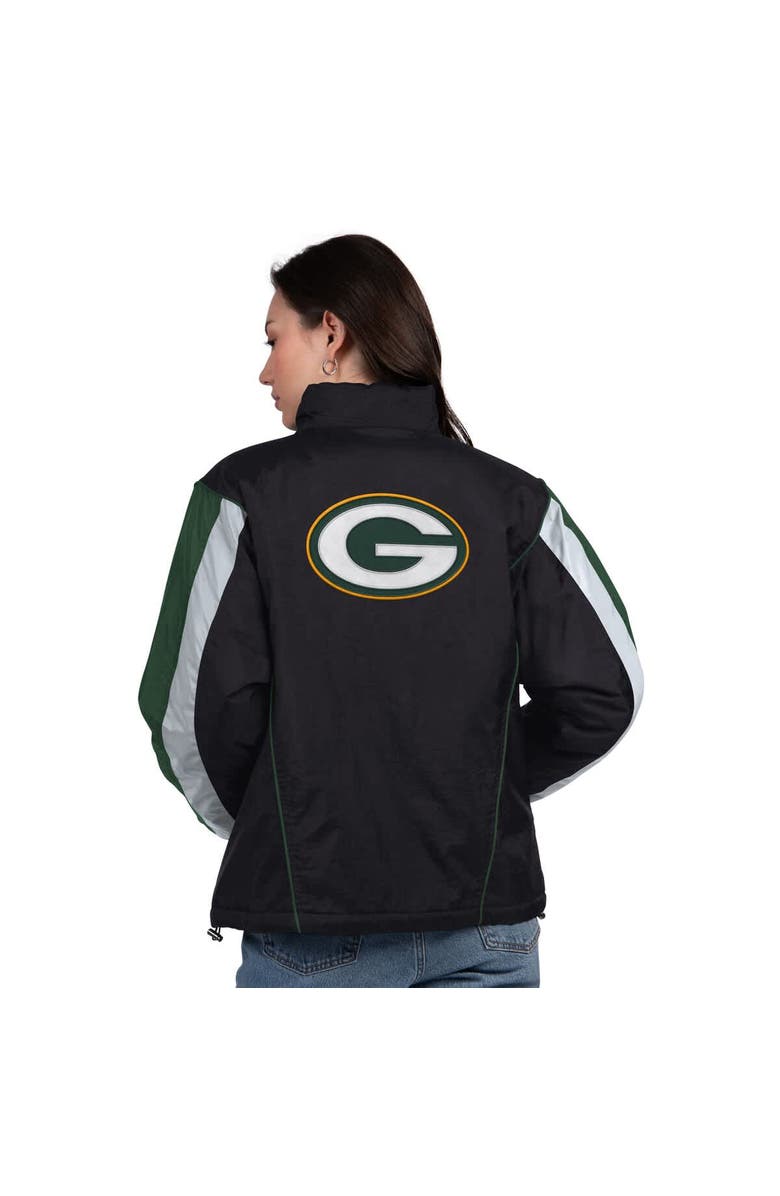 STARTER Women's Starter Black/Green Green Bay Packers Thursday Night Gridiron Half-Zip Jacket, Alternate, color, Black
