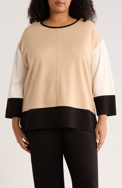 Color Block Knit Top (Plus)