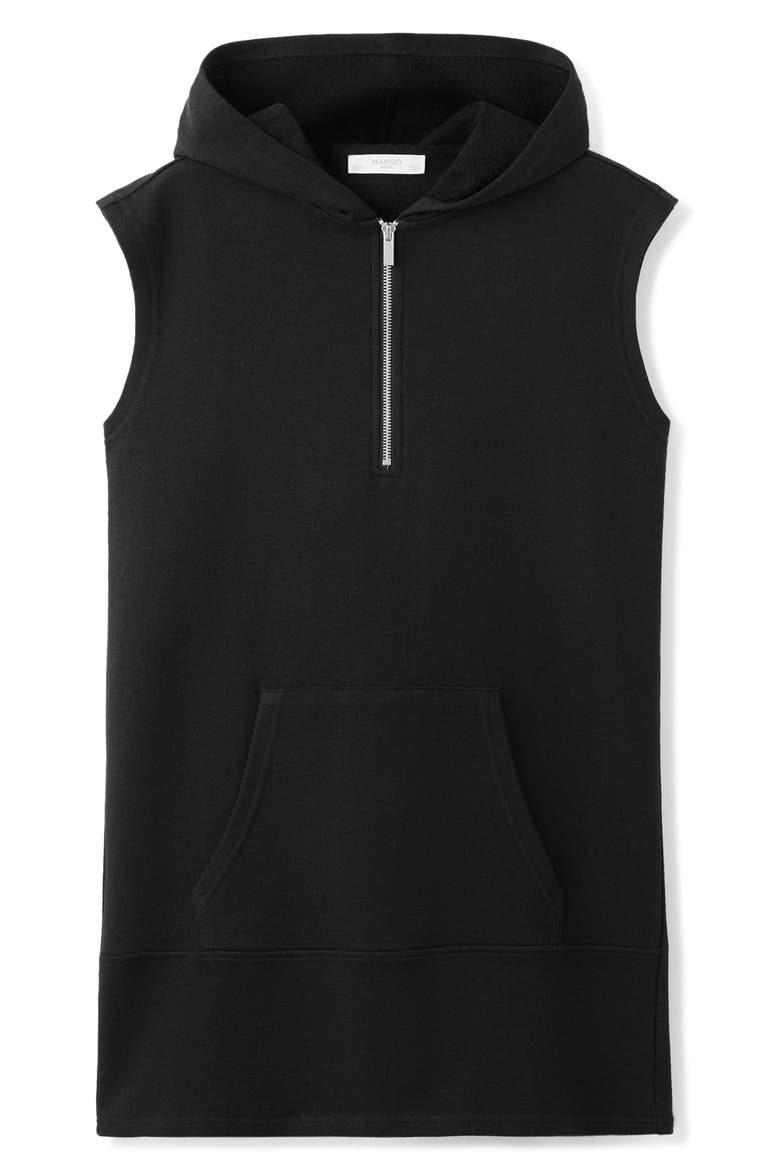 Half Zip Hooded Nightgown, Alternate, color, BLACK