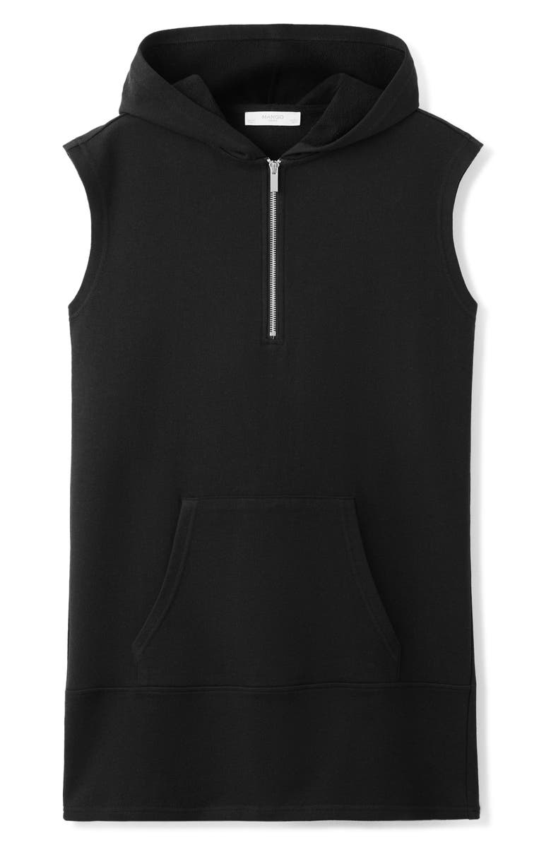 MANGO Half Zip Hooded Nightgown, Alternate, color, Black