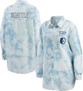 WEAR by Erin Andrews Women's WEAR by Erin Andrews White Seattle Kraken Oversized Tie-Dye Button-Up Denim Shirt