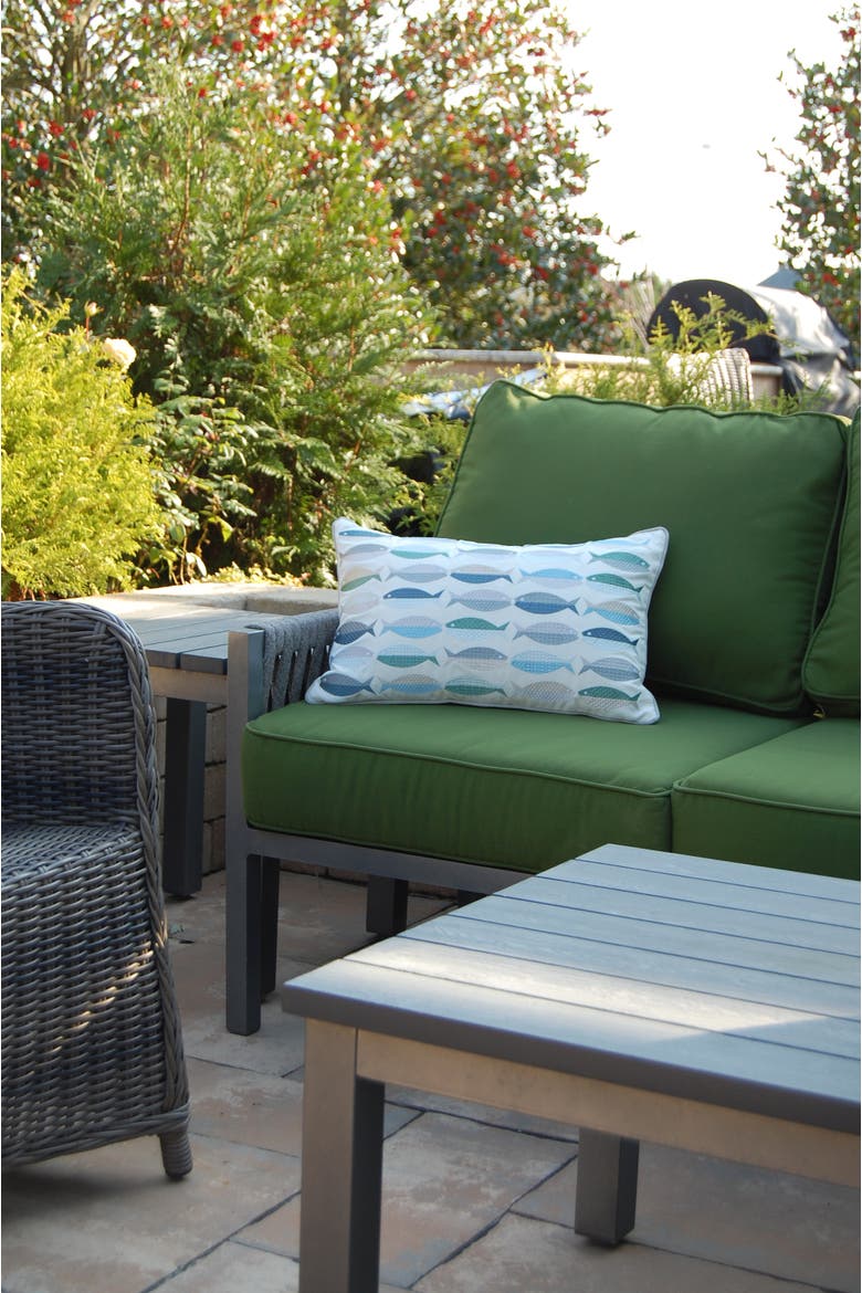 Fish Pattern Indoor/Outdoor Lumber Accent Throw Pillow, Alternate, color, Blue