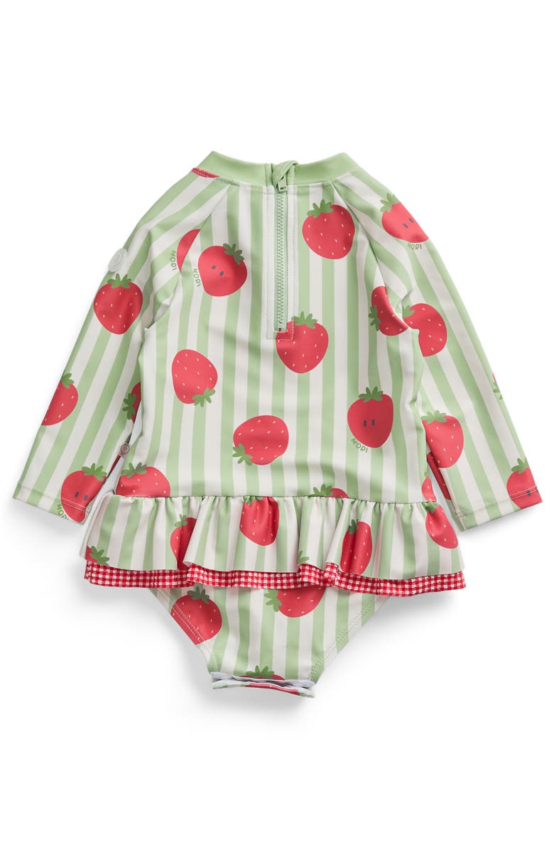 MORI Frill Long Sleeve Swimsuit, Alternate, color, Strawberry & Green Stripe