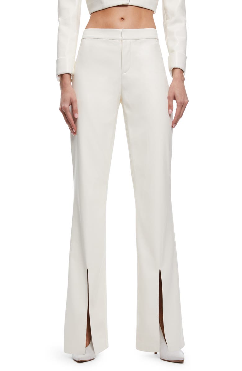 Alice + Olivia Walker Front Slit Faux Leather Pants, Main, color,
