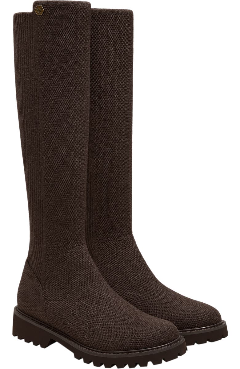 VIVAIA Round-Toe Stretchy Wool Knee-High Boots, Main, color, Dark Chocolate
