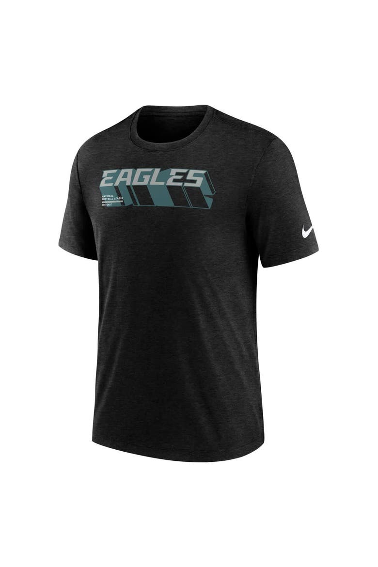 Men's Nike Heather Black Philadelphia Eagles Long Pass Tri-Blend T-Shirt, Alternate, color, Heather Black