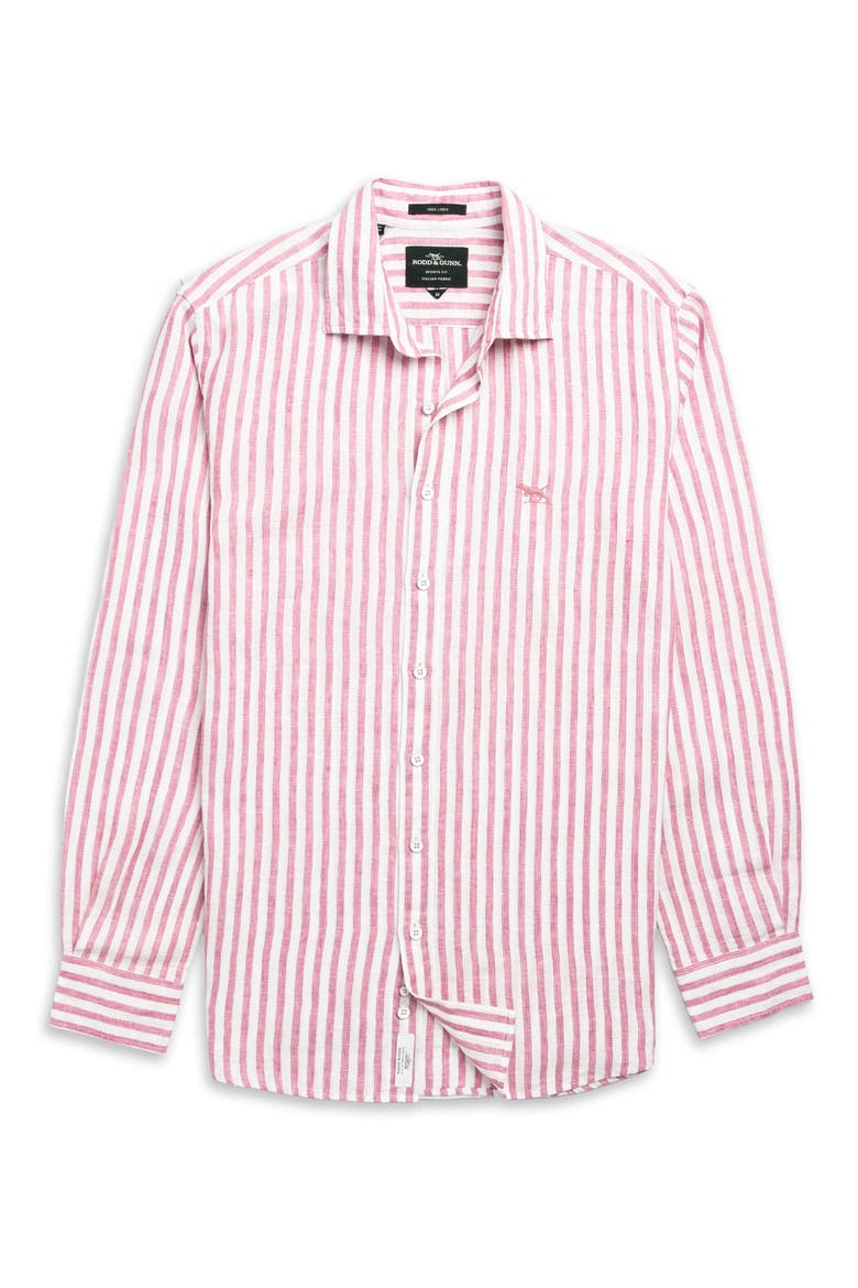 Seadown Original Fit Stripe Linen Button-Up Shirt, Alternate, color, ROSEWATER