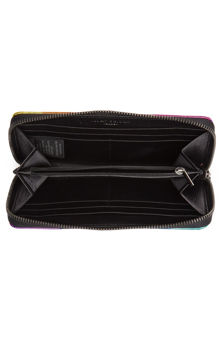 Kurt Geiger London Rainbow Shop Eagle Stripe Leather Zip Around Wallet, Alternate, color, Open Miscellaneous