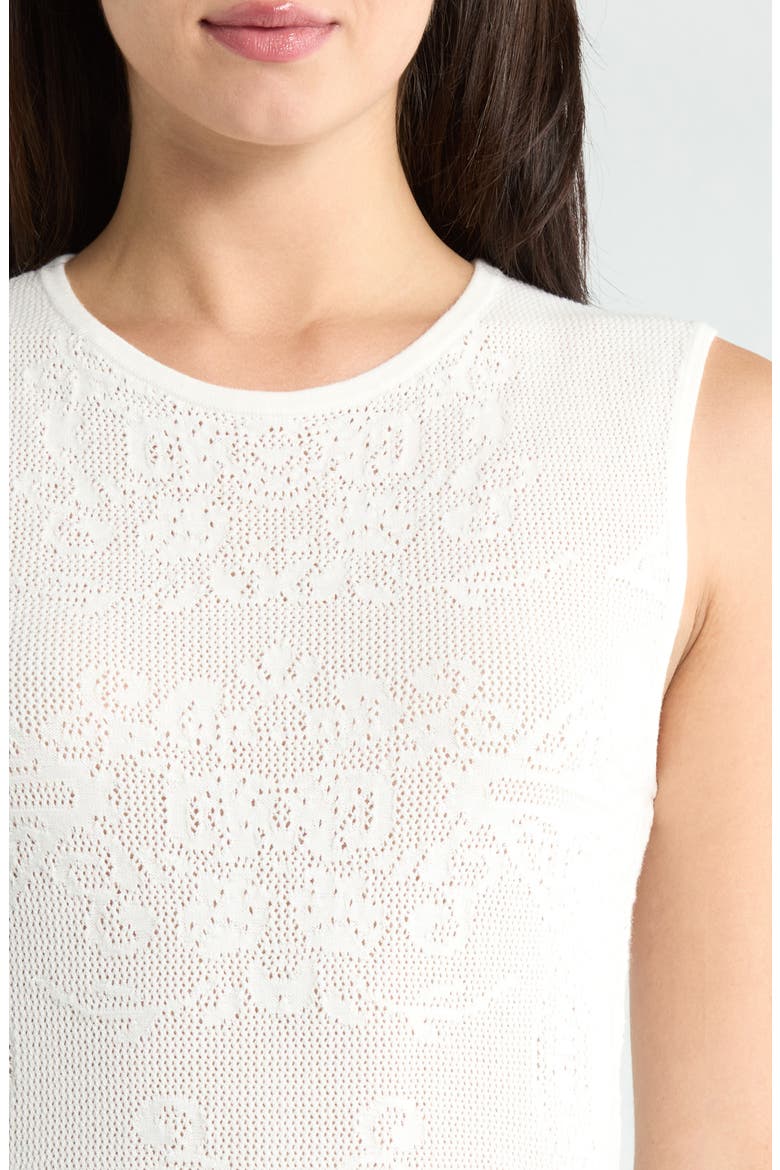 Ashley Paisley Jacquard Cotton Blend Dress, Alternate, color, WHITE