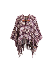 Fable England Caramel & Chocolate Check Cape