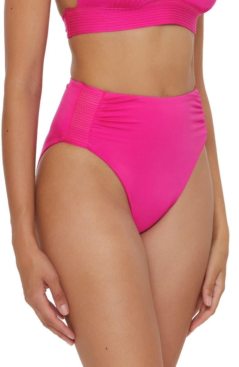 Trina Turk Monaco High Waist Swim Bottoms, Alternate, color, Pink Parade