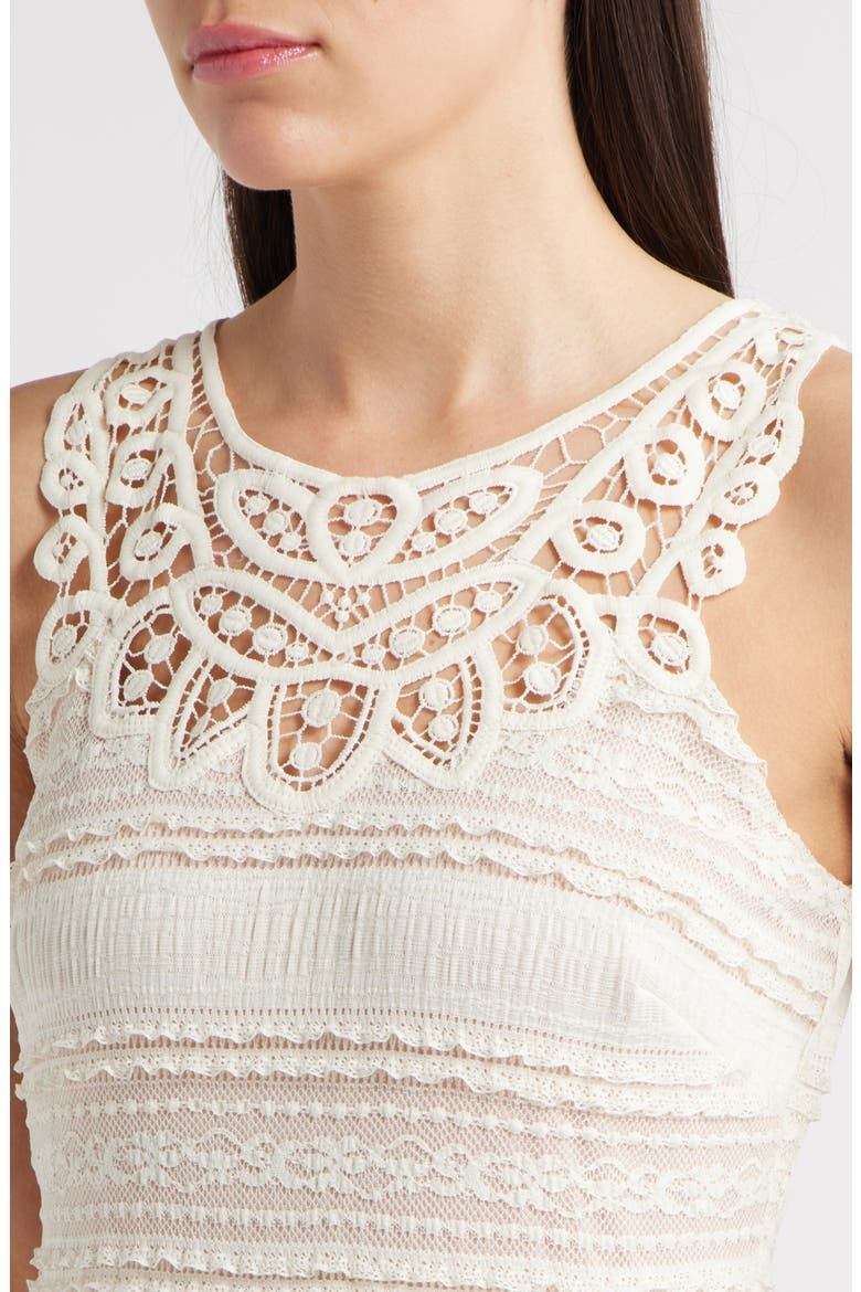 Mixed Media Embroidered Lace Maxi Dress, Alternate, color, IVORY