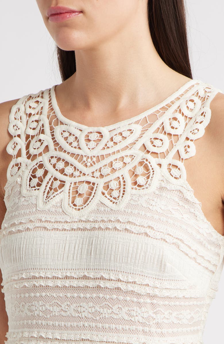 Eliza J Mixed Media Embroidered Lace Maxi Dress, Alternate, color, Ivory