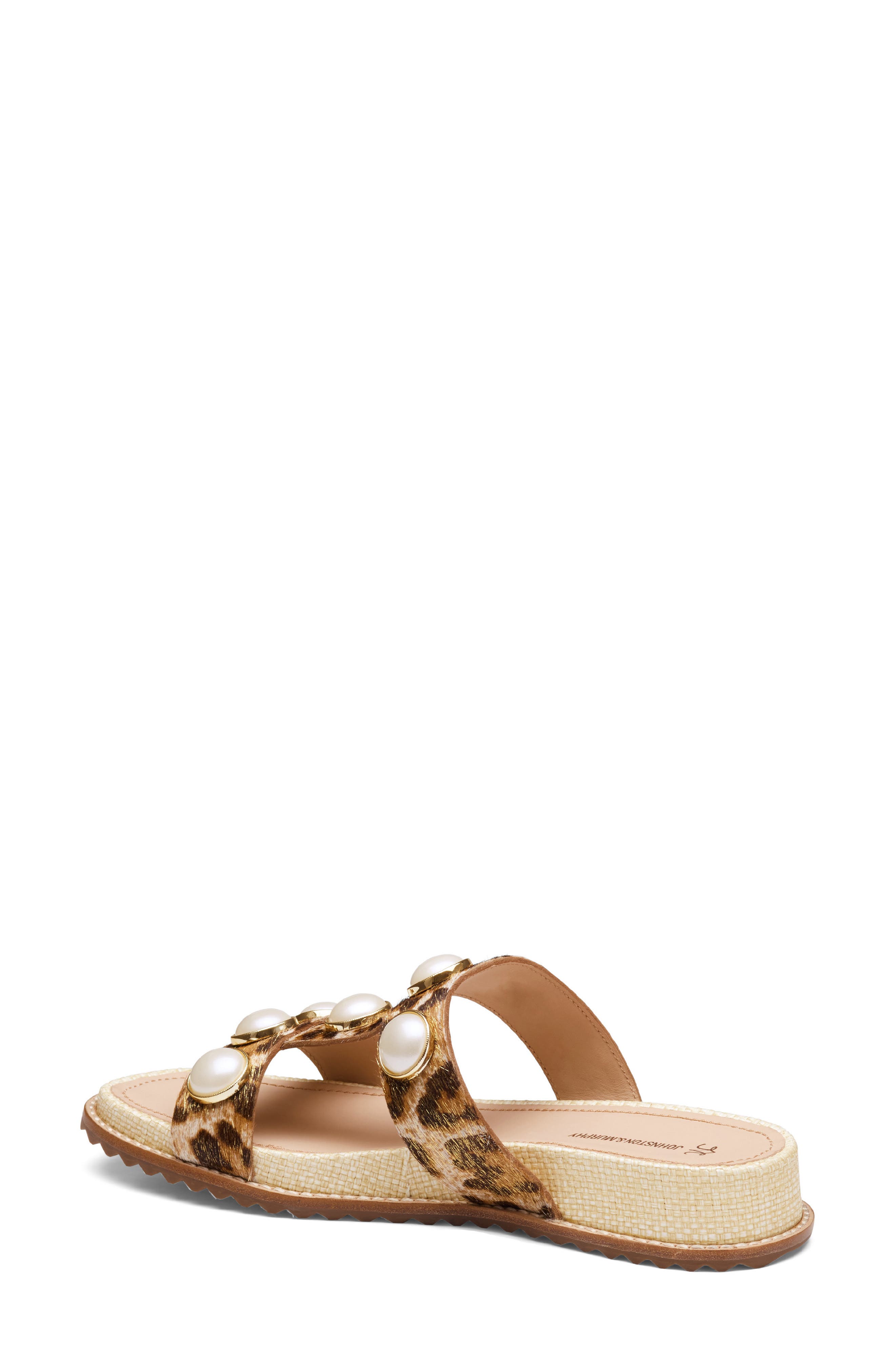 Johnston & Murphy Chandler Embellished Genuine Calf Hair Wedge Slide Sandal, Alternate, color, Gold Leopard Haircalf