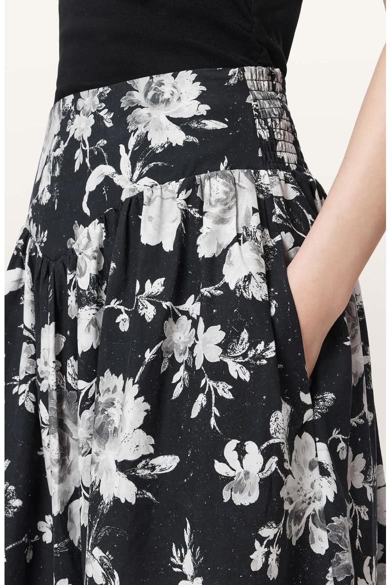 Levy Floral Print A-Line Skirt, Alternate, color, JARDINA MONO BLACK