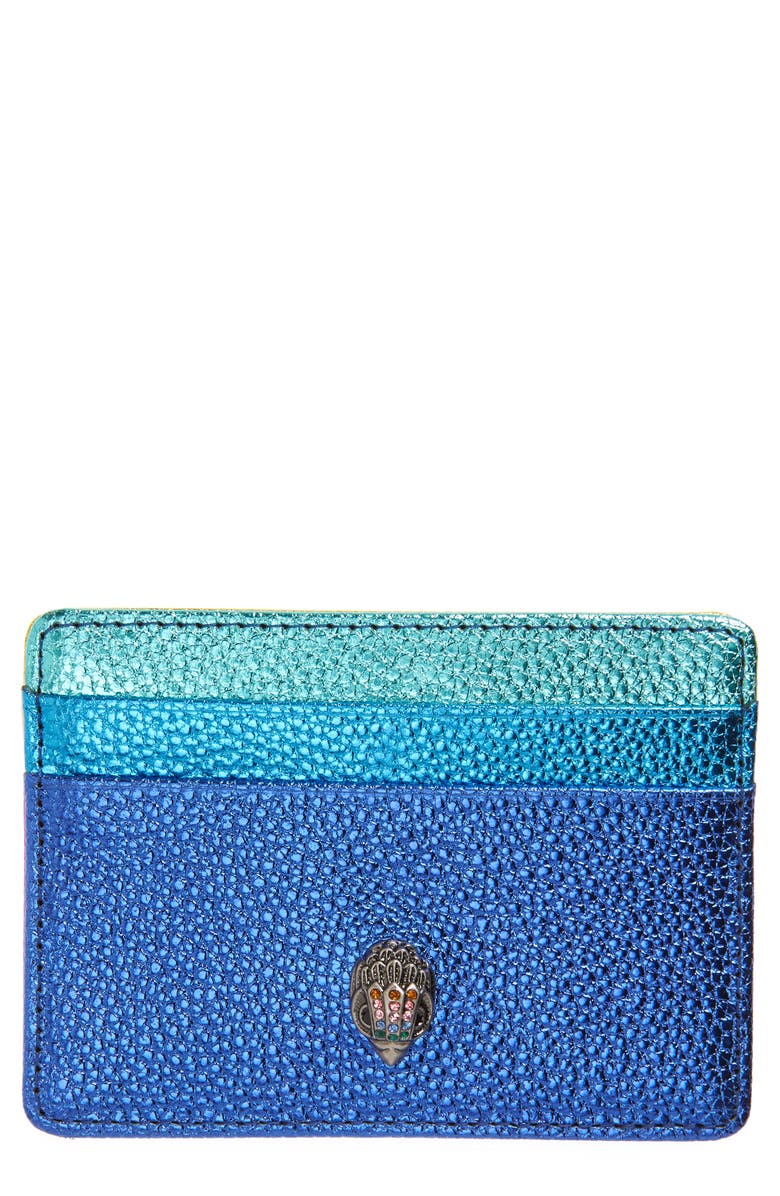 Kurt Geiger London Metallic Leather Card Holder, Main, color, 