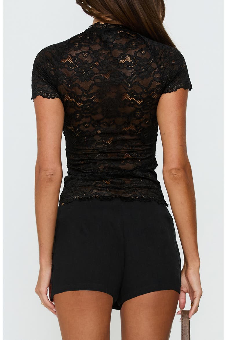 Quinbie Lace Short Sleeve Top, Alternate, color, BLACK