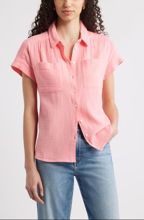 Shop Caslonr Caslon(r) Cotton Gauze Button-up Shirt In Pink Geranium