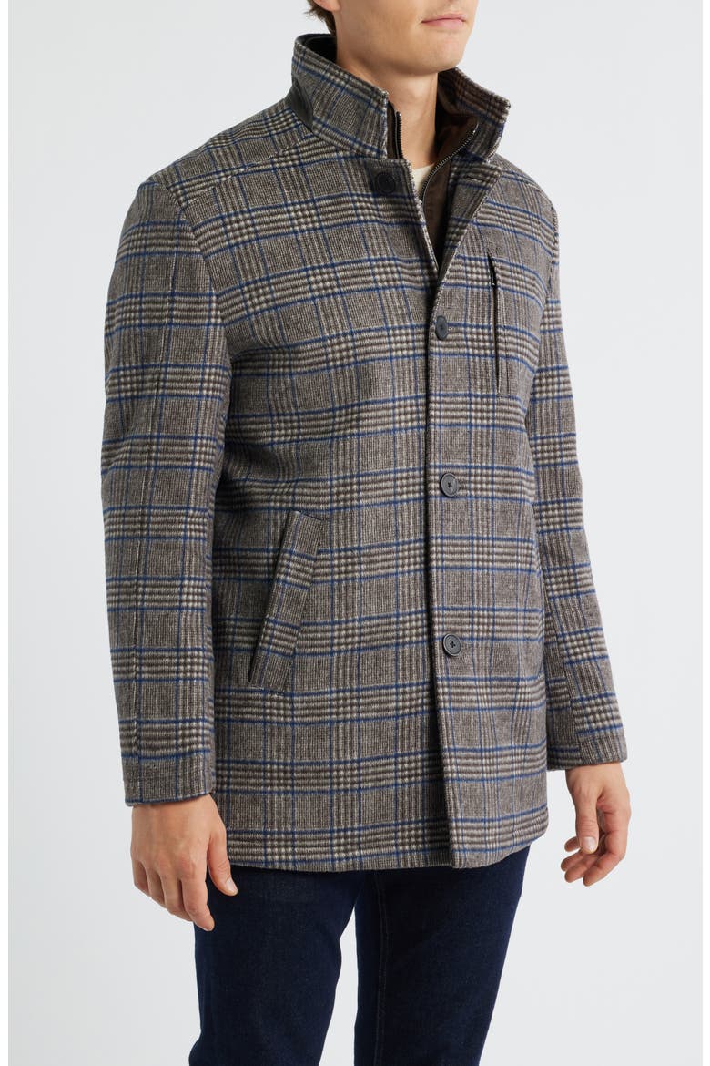 Upton Bib Insert Wool Blend Car Coat, Alternate, color, BROWN PLAID