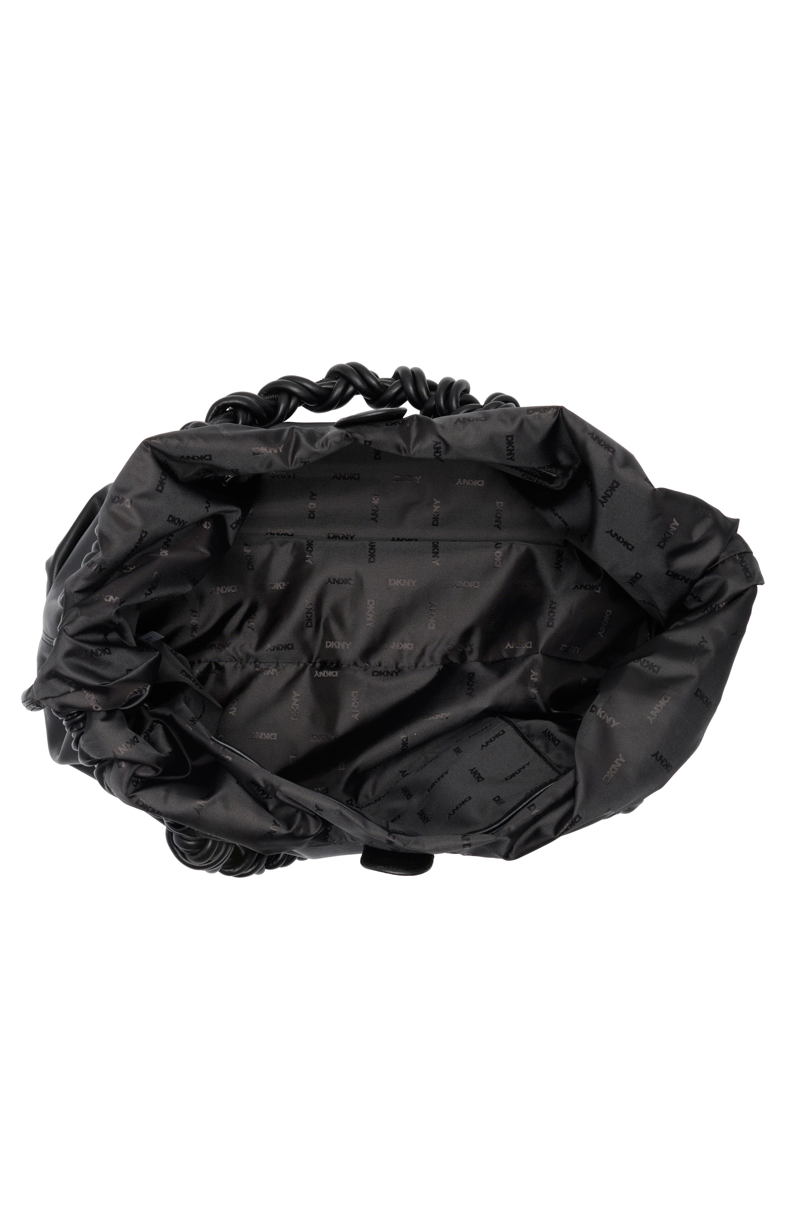 DKNY Pia Faux Leather Tote, Alternate, color, Black/ Silver