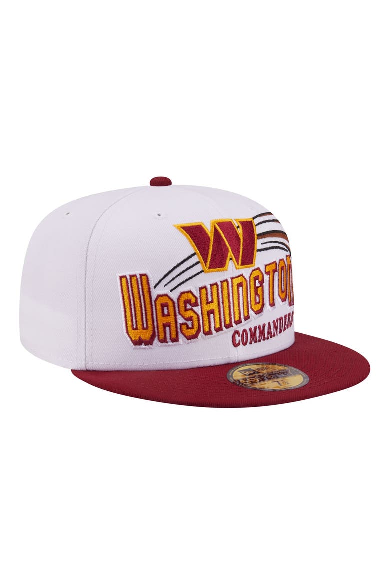 Men's New Era White/Burgundy Washington Commanders Retro Swoop 59FIFTY Fitted Hat, Main, color, White