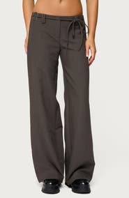 EDIKTED Raphael Tie Waist Wide Leg Pants