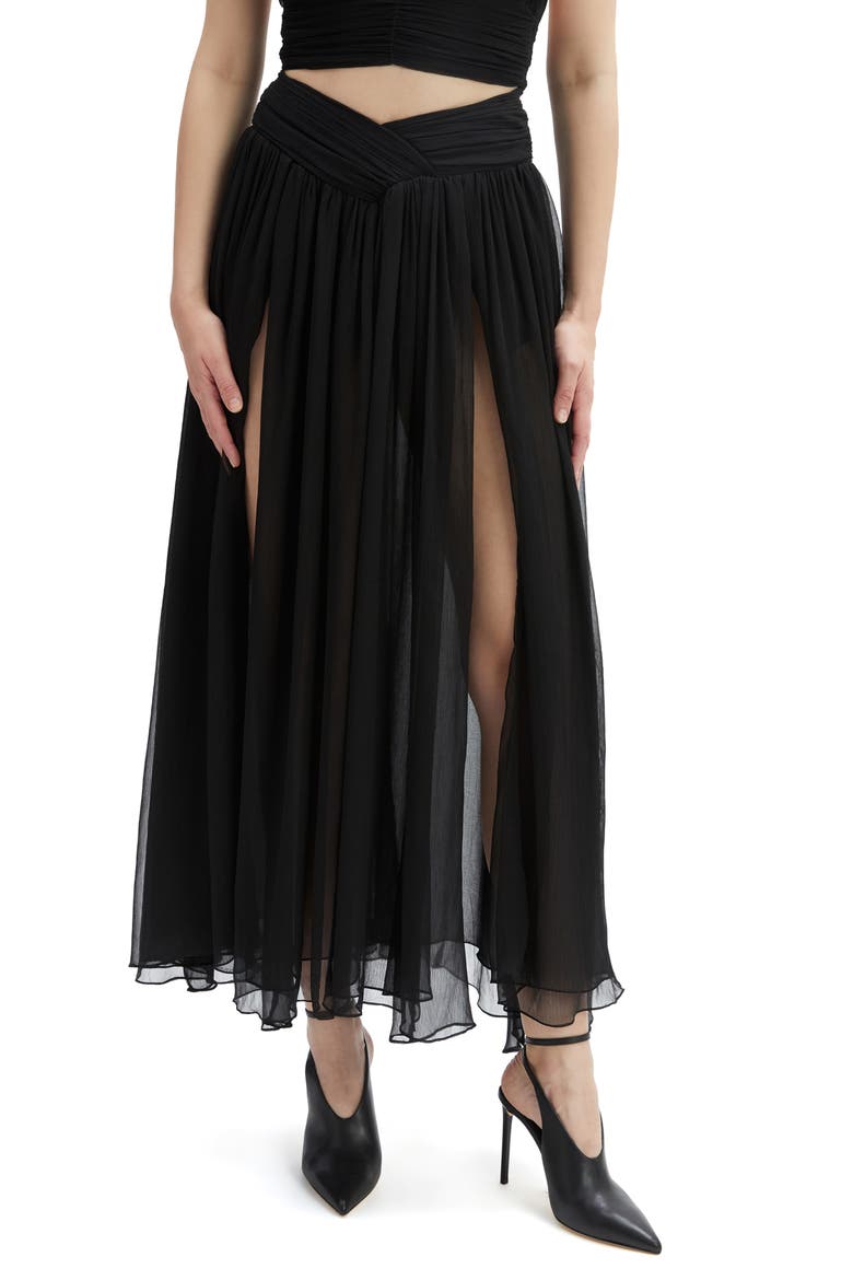 Amerie Split Front Maxi Skirt, Main, color, BLACK