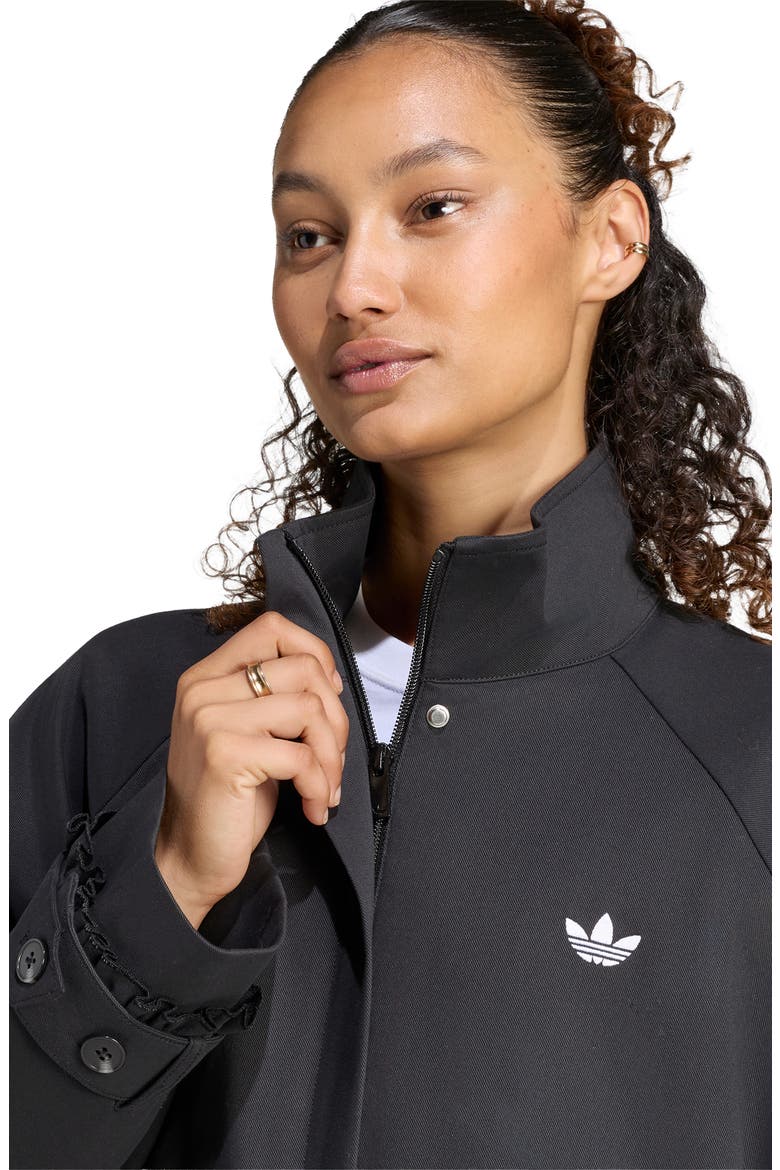 Pleated Firebird Trench Coat, Alternate, color, BLACK