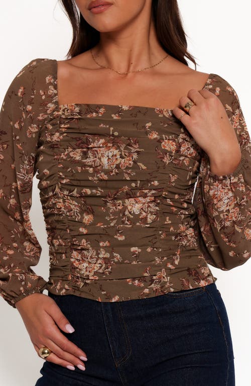 Petal And Pup Petal & Pup Maia Floral Ruched Top In Brown