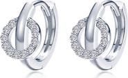 Lafonn Interlocking Simulated Diamond Huggie Hoop Earrings