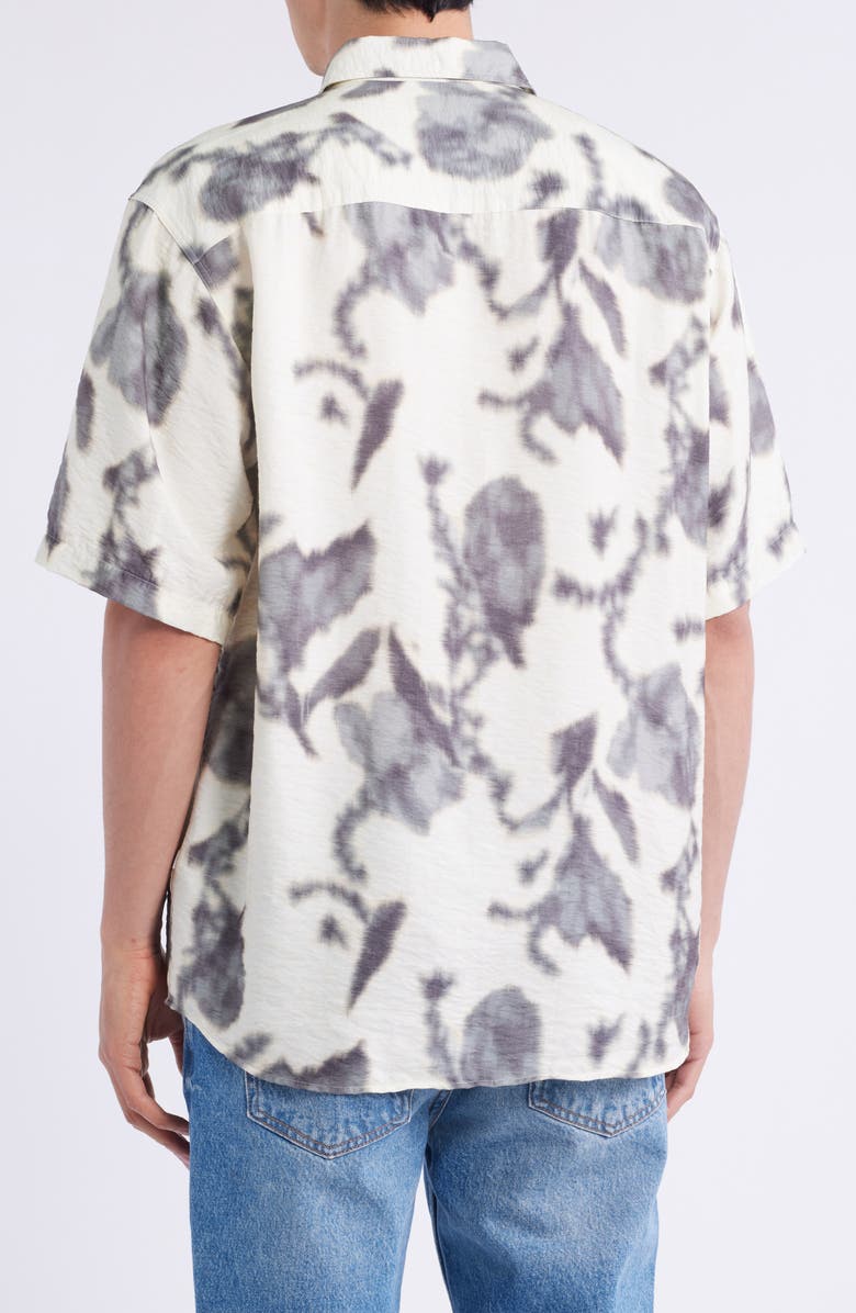 NN07 Freddy 5971 Abstract Floral Short Sleeve Modal Blend Button-Up Shirt, Alternate, color, Ecru Print