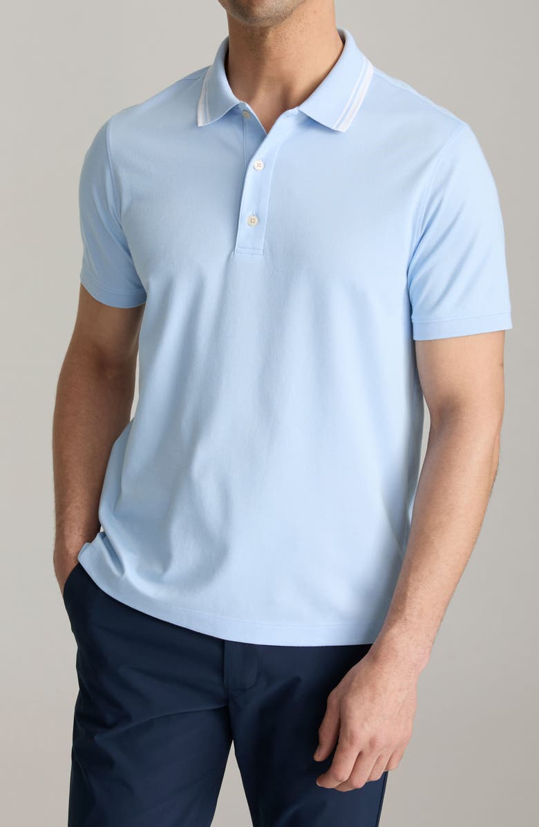 UNTUCKit Day Tipped Cotton Blend Piqué Performance Polo, Main, color, Blue