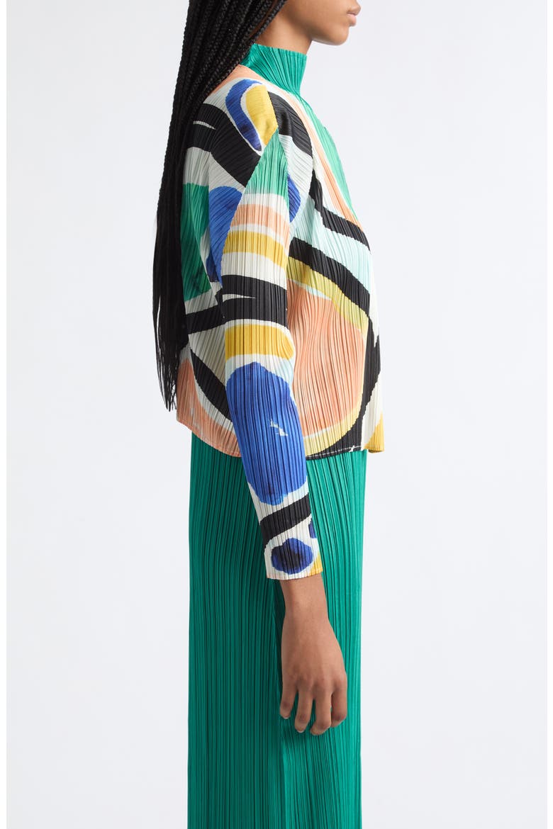 Roll Pleated Open Front Cardigan, Alternate, color, BLUE MULTI