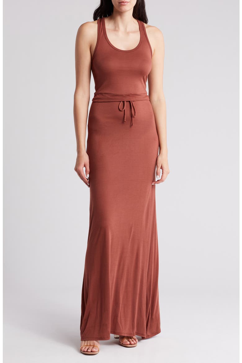 Racerback Maxi Dress, Main, color, RHUBARB