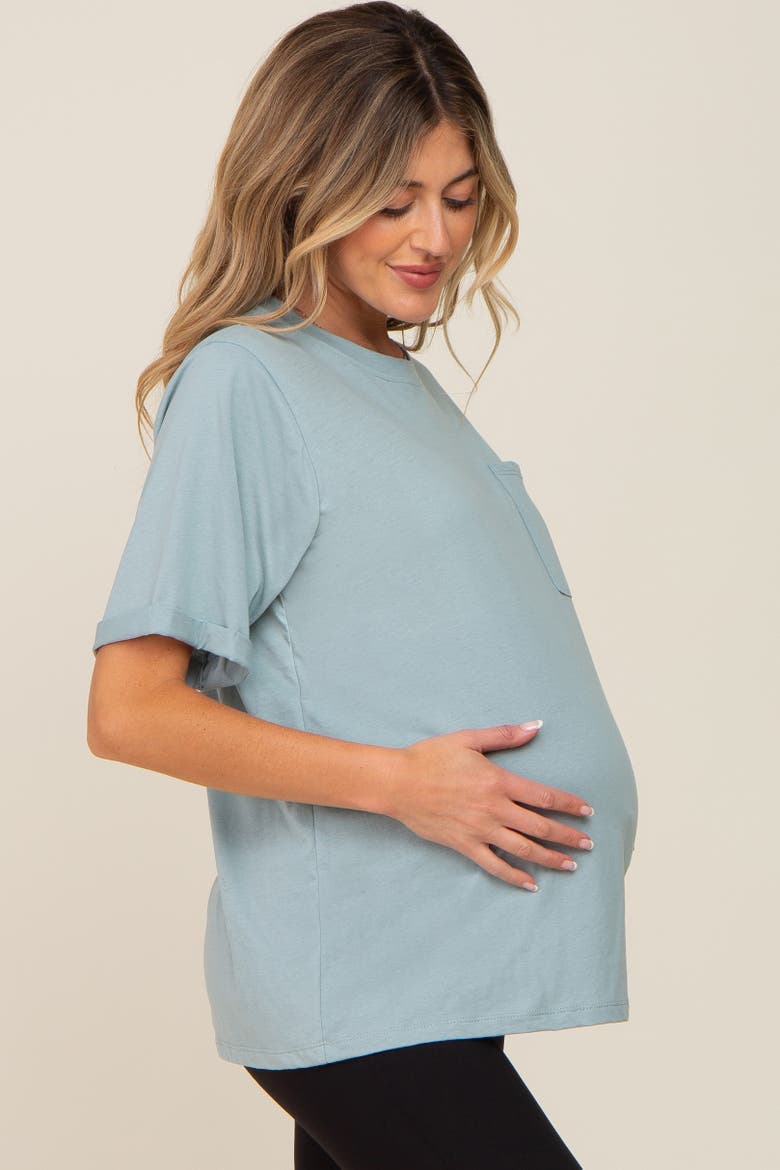 Oversized Pocket Front Short Sleeve Top, Alternate, color, Mint Green