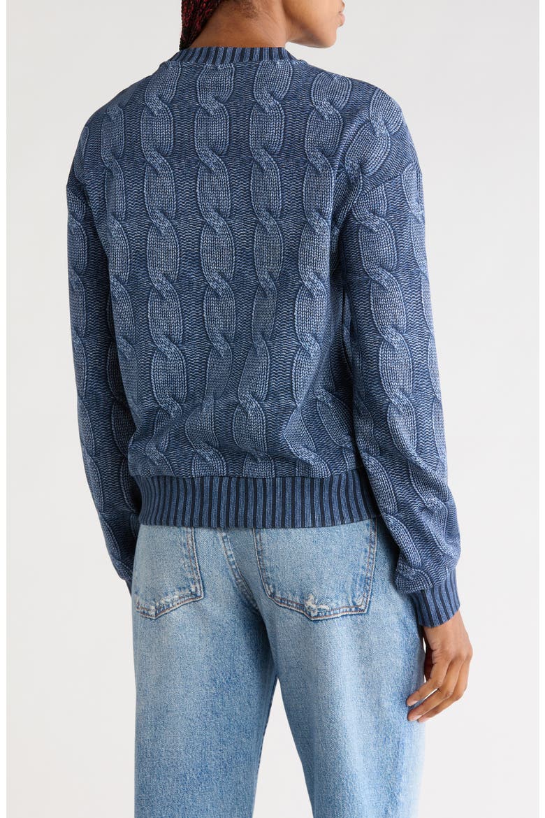 Cable Print Crewneck Sweatshirt, Alternate, color, WASHED INDIGO