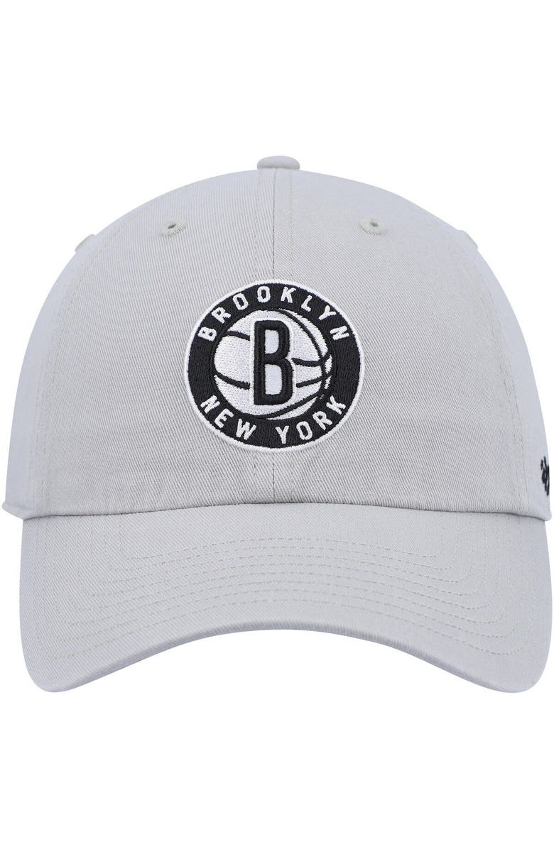 '47 Men's '47 Gray Brooklyn Nets Team Logo Clean Up Adjustable Hat, Alternate, color, 