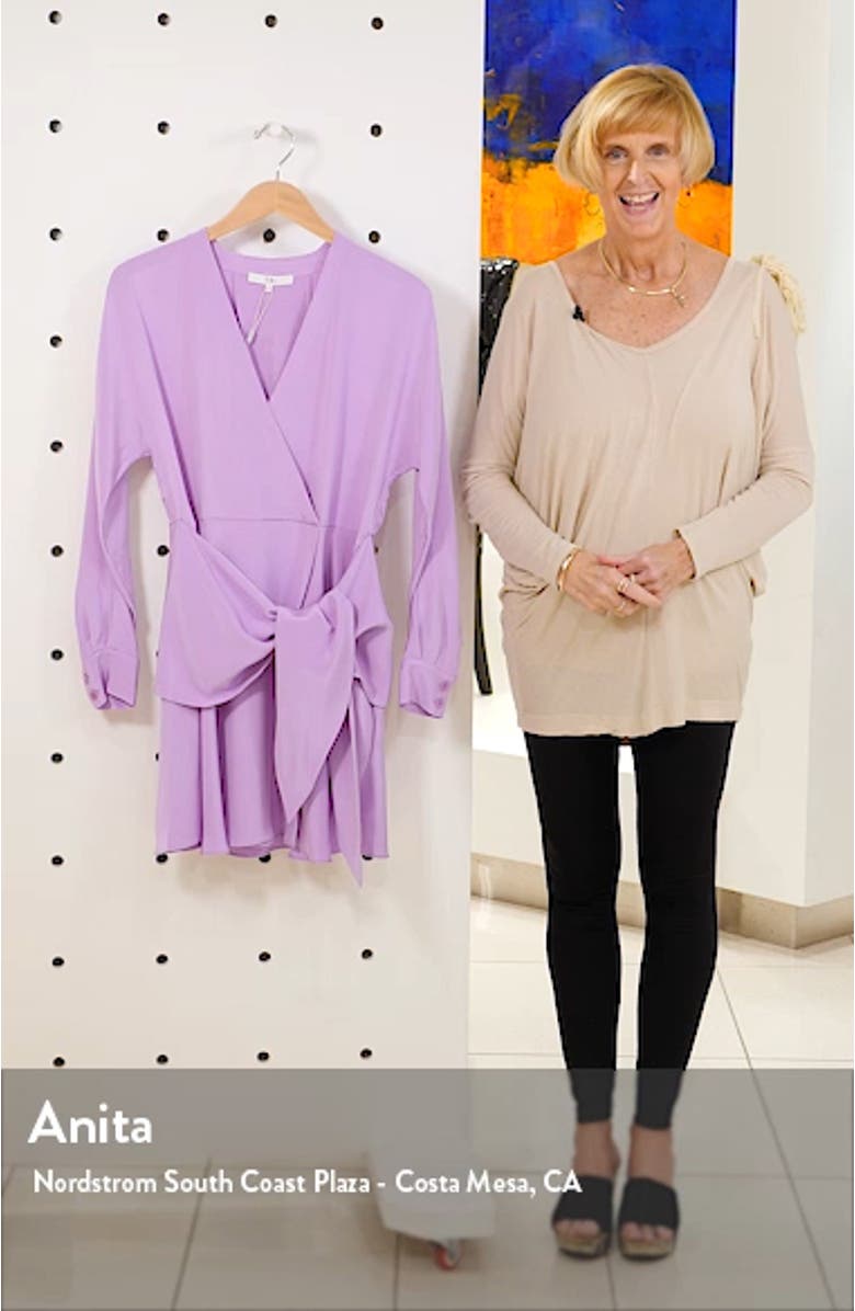 Shark Bite Hem Long Sleeve Silk Minidress, sales video thumbnail