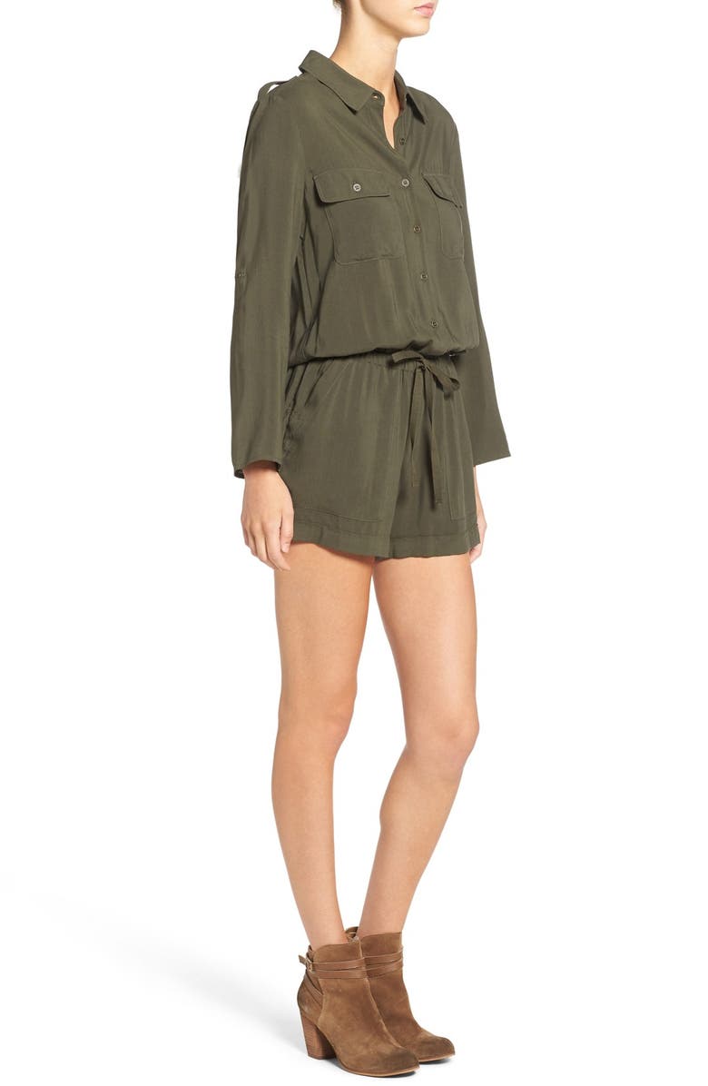 Socialite Roll-Up Sleeve Woven Romper, Alternate, color, 