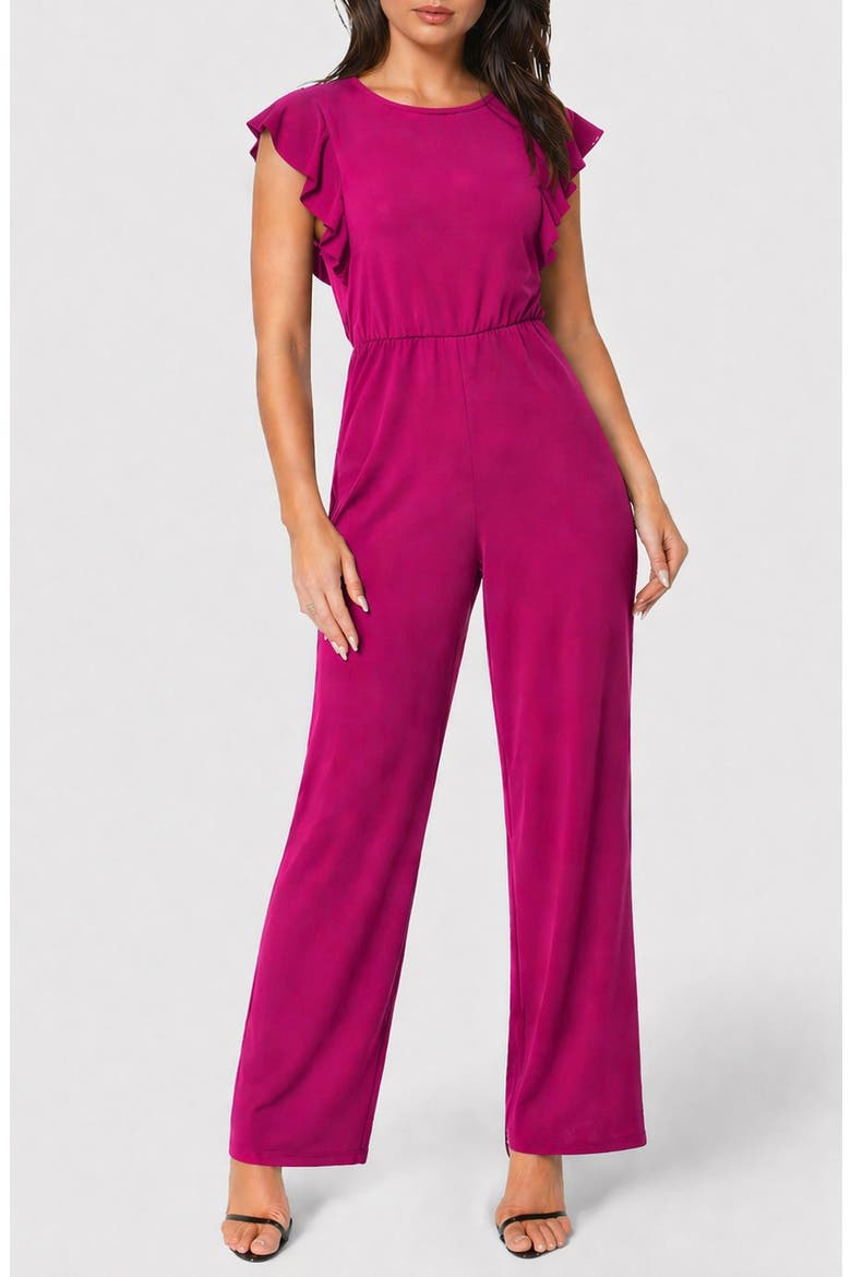 Flutter Sleeve Wide Leg Jumpsuit, Main, color, MAGENTA