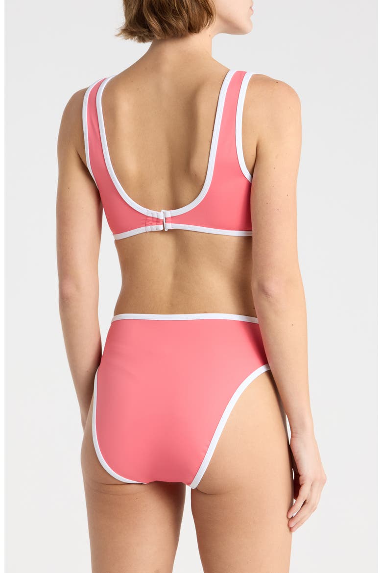 Compression Deep V Bikini Top, Alternate, color, CORAL BLOSSOM