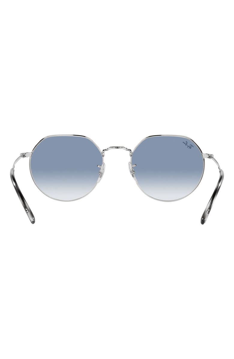 Ray-Ban Jack 53mm Round Sunglasses, Alternate, color, Silver / Clear Gradient Blue