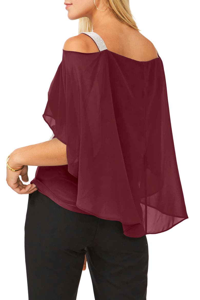 Drape Overlay Off the Shoulder Top, Alternate, color, MULBERRY