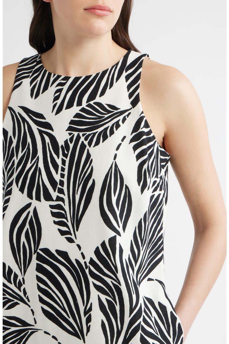 Print A-Line Linen Blend Minidress, Alternate, color, IVORY MULTI
