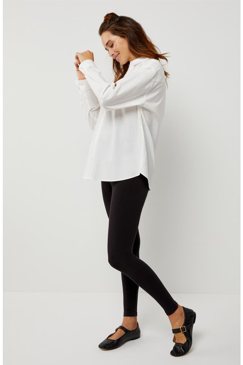 Long Sleeve Boyfriend Fit Button-Up Maternity Shirt, Alternate, color, WHITE